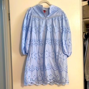Light blue eyelet dress, fully lined, size small